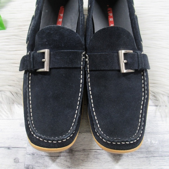 PRADA Navy Suede Loafers Women’s 39 US Size 9 - Picture 5 of 11